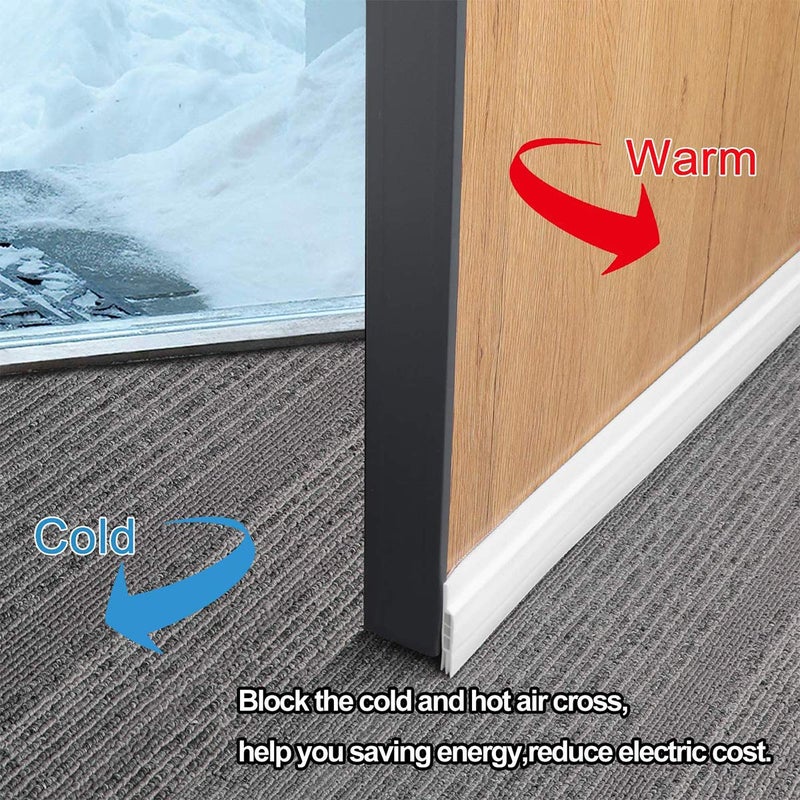 Suptikes 2 Pack Door Draft Stopper Door Sweep for Exterior & Interior Doors Door Bottom Seal Dust and Noise Insulation Weather Stripping Draft Guard Insulator  1.8"" W x 37"" L White - Image 4